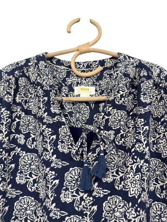 Anthropologie Maeve Carlita Navy Long Full Sleeve Tassel Festival  Dress Medium - Picture 7 of 17